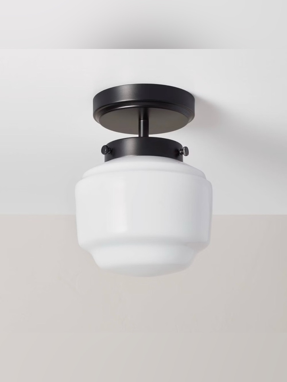 Hearth & Hand With Magnolia Milk Glass Semi-Flush Mount Ceiling Light Black Fini
